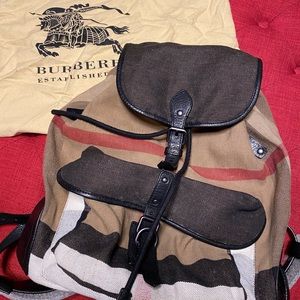 Authentic Burberry canvas backpack, great condition